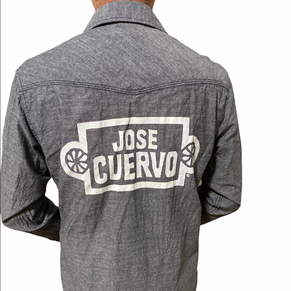 BURNSIDE Jose Cuervo Gray White Button Shirt L